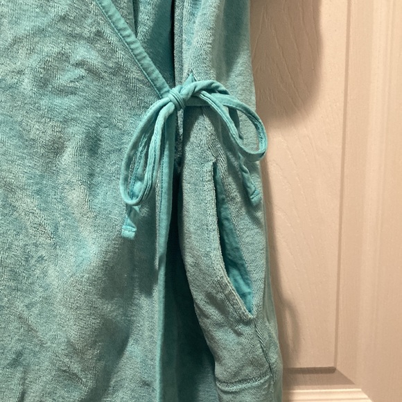 Cuddledown Everyday Pima Wrap Robe, blue, Sz L - Picture 3 of 5